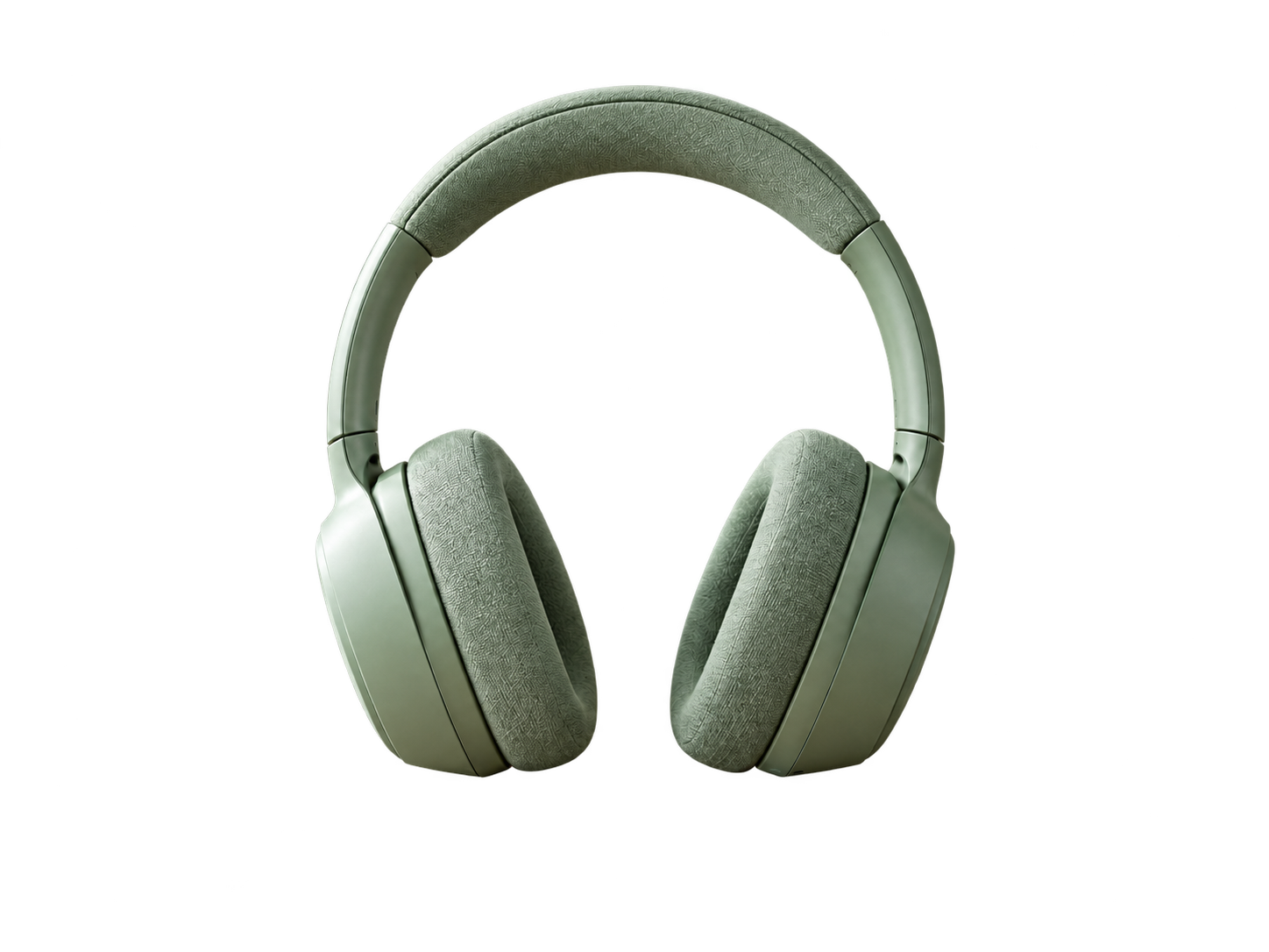 The same sage green headphones isolated on transparency
